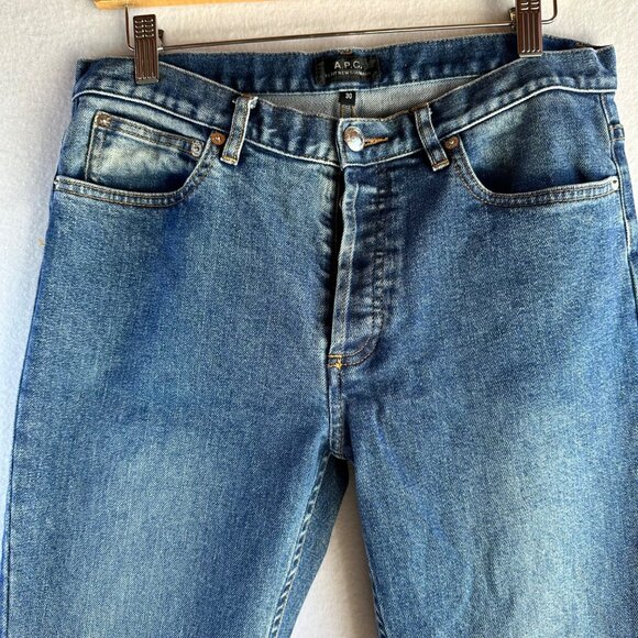 APC A.P.C. Petit New Standard Mens Jeans 30x26 Light Wash Blue Denim Button Fly - Picture 2 of 11